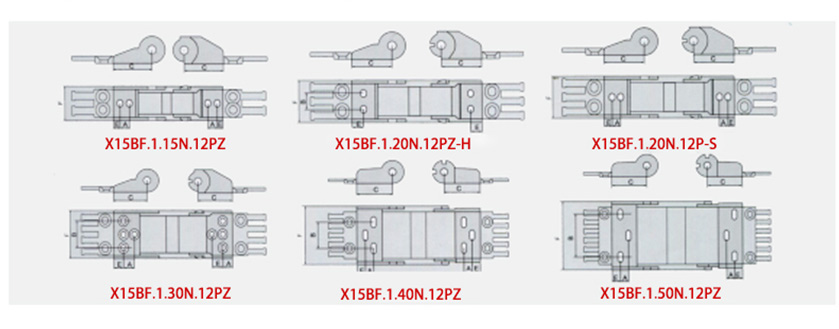 15系列微小型拖链接头安装尺寸图