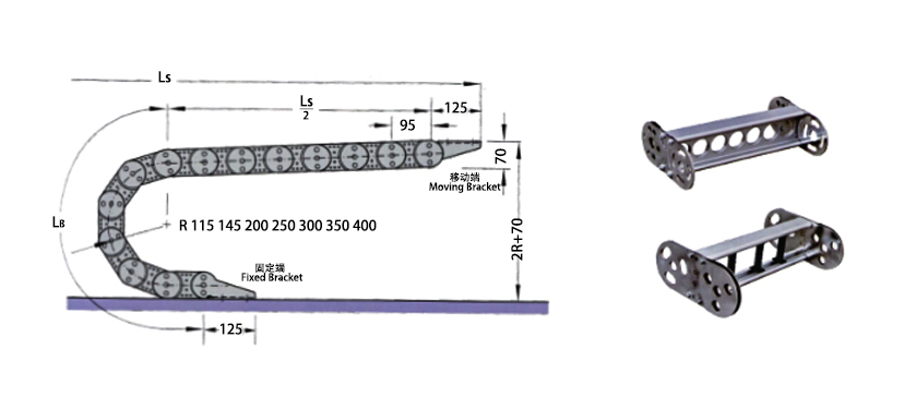 TL95型钢铝拖链安装尺寸图